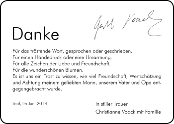 Traueranzeige von Gerhard Voack von Pegnitz-Zeitung